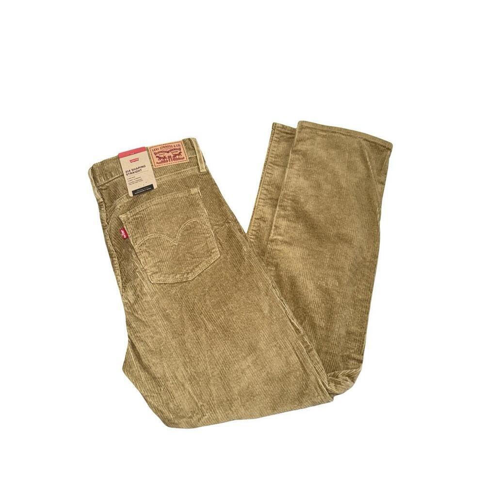 NWT $69 Levis 314 Shaping Straight Leg Wide-Wale Tan Corduroy Pants Womens 32x30